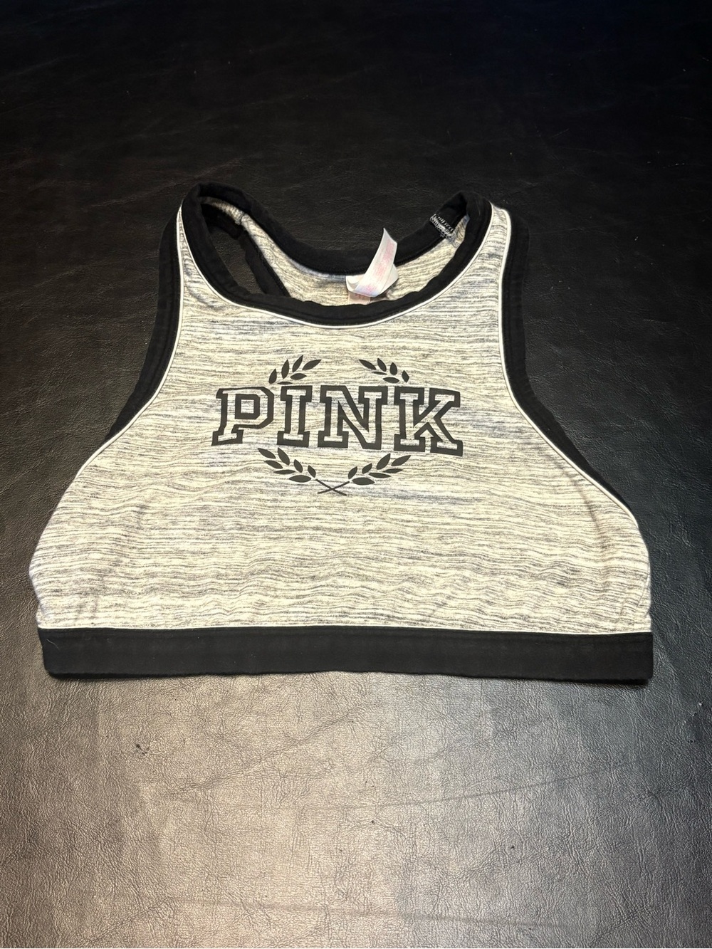 Victoria's Secret PINK Gray & Black High-Neck Sports Bra size Small